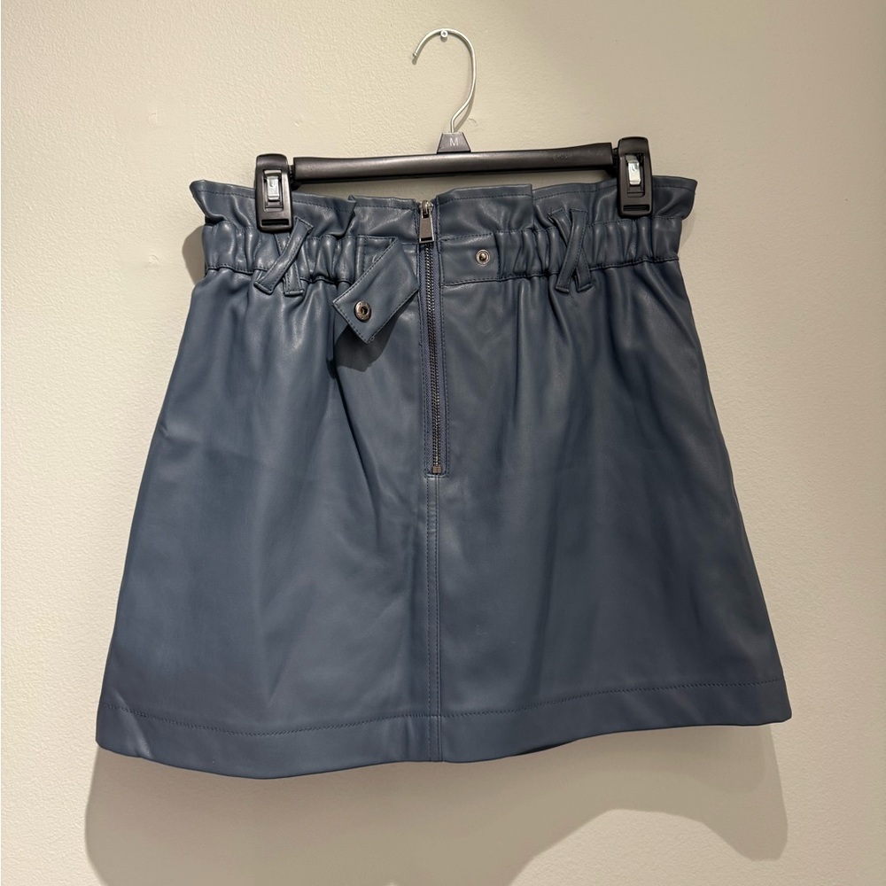 Topshop Paperbag Waist Faux Leather Miniskirt